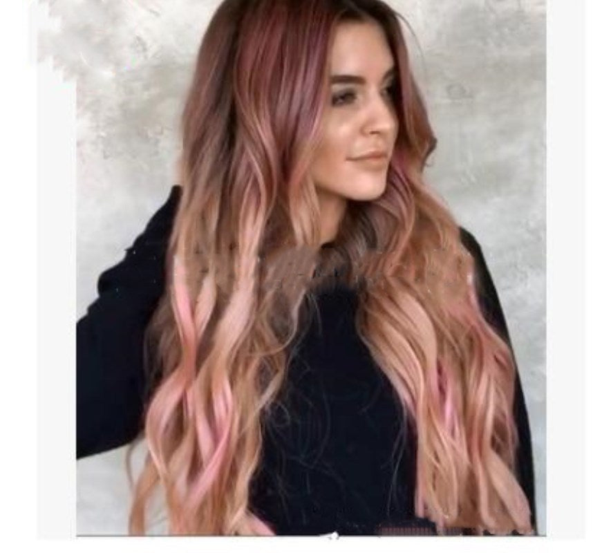Brown Pink Big Wave Long Curly Hair Cross Border Women Wigs Cosplay Party Wigs Brown Pink Big Wave Long Curly Hair Cross Border Women Wigs Cosplay Party Wigs